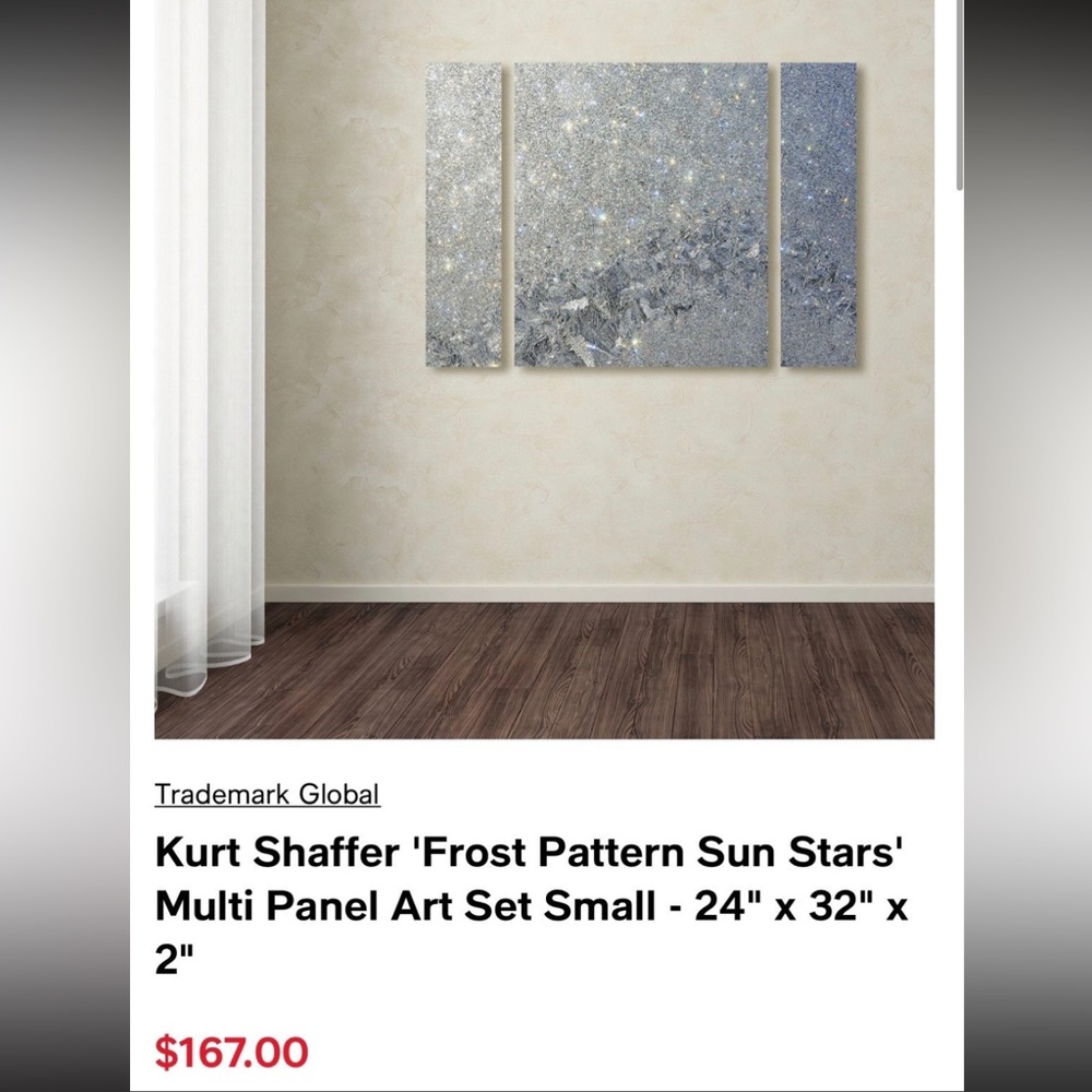 Kurt Shaffer ‘Frost Pattern Sun Stars’ Multi Panel Art Set Small - 24”x 32”x2”